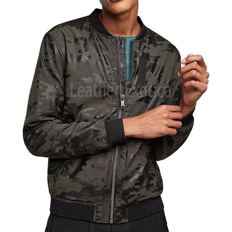 versace print army camouflage jacket|Leather Bomber Jacket Black .